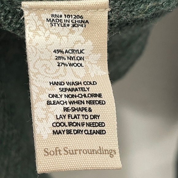 Soft Surroundings Sydney Dark Green Tunic Style Cable Knit Sweater Size XLP - Picture 6 of 6